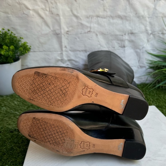 TORY BURCH Sofia Black Leather Knee-High Tall Wedge Boots Size 5 Riding boots - Picture 11 of 11